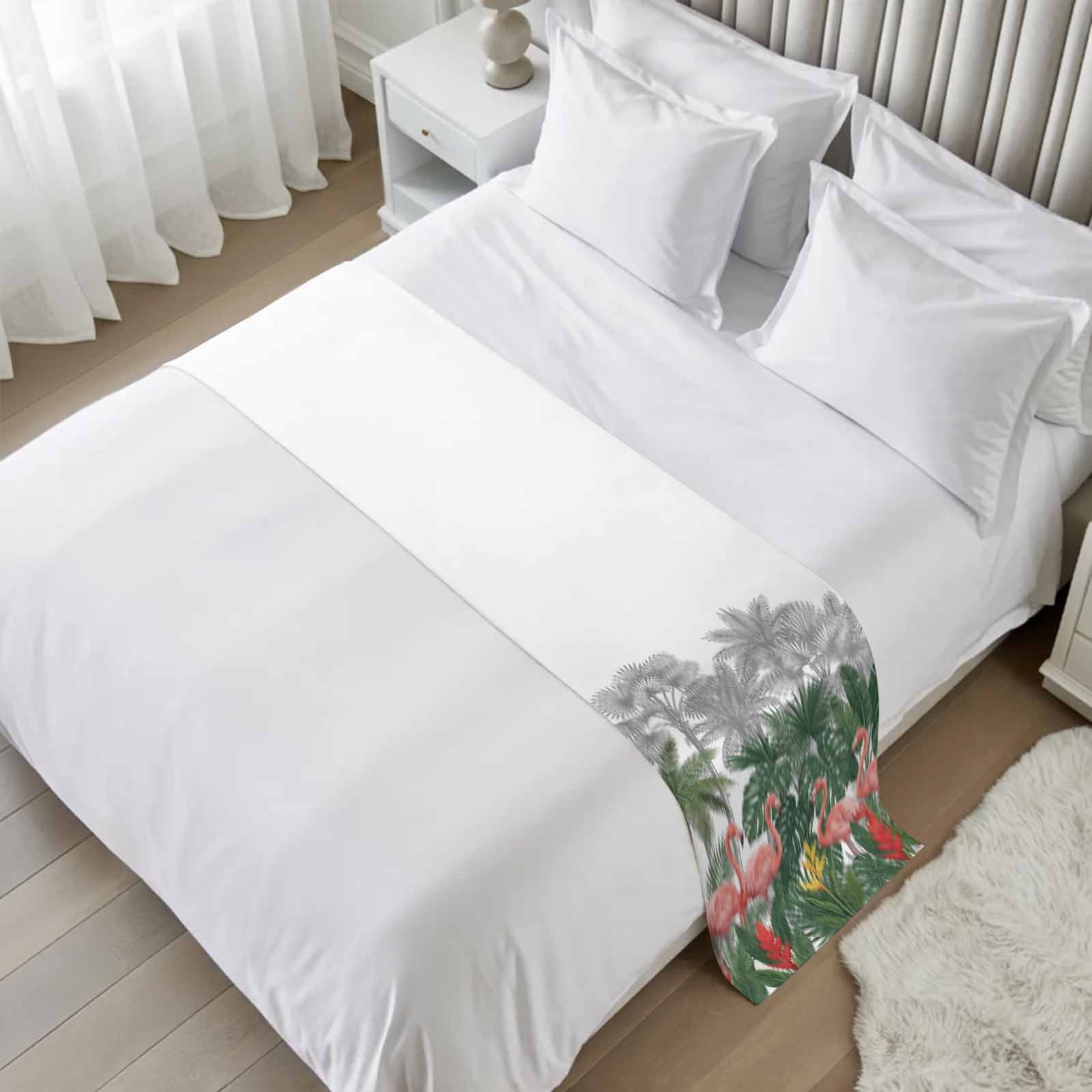 Bed Runner Pink Flamigo Bedding Scarves Soft Decorative Bed Flag Green ...