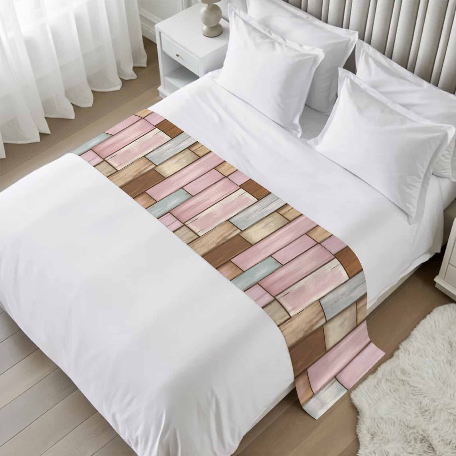 Bed Runner Example Bed Runner Pink Wood Grain Bedding Scarves Soft Decorative Bed Flag ...