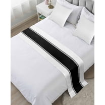 Bed Runner for Queen Size, Black Solid Color Texture Decorative Scarf Throws for Foot of Bed, Simple Black Stripes Luxury Bedding Protector Slipcover Bedrunners for Hotel/Home, 83 x 20 Inch