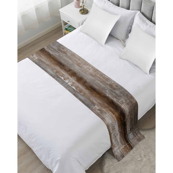 Bed Runner for Queen Size, Brown Decorative Scarf Throws for Foot of Bed, Retro Oil Painting Modern Abstract Art Aesthetics Luxury Bedding Protector Slipcover Bedrunners for Hotel/Home, 83 x 20 Inch