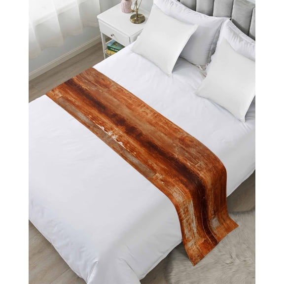 Bed Runner for Queen Size, Burnt Orange Decorative Scarf Throws for Foot of Bed, Retro Oil Painting Modern Abstract Art Aesthetics Luxury Bedding Protector Slipcover Bedrunners, 83 x 20 Inch