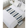thumbnail image 1 of Bed Runner Scarf for Cal.King Size Bed, Navy Blue Beige Beds Scarf Throws for Foot of Bedding, Retro Simple Abstract Vertical Stripes Decorative Beds Runners for Bedroom Guestroom, 102"x20", 1 of 8