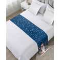 thumbnail image 1 of Bed Runner Scarf for Cal.King Size Bed, Navy Blue Snowman Christmas Beds Scarf Throws for Foot of Bedding, Xmas Tree Ball Snowflake Elk Decorative Beds Runners for Bedroom Guestroom, 102"x20", 1 of 8