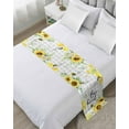 thumbnail image 1 of Bed Runner Scarf for Cal.King Size Bed, Sunflower Floral Beds Scarf Throws for Foot of Bedding, Farmhouse Pastoral Daisy Bees Grey Plaid Decorative Beds Runners for Bedroom Guestroom, 102"x20", 1 of 8