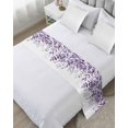 thumbnail image 1 of Bed Runner Scarf Cal King Size, Purple Leaves Stain Bed Runners & Scarves for Foot of Beds, Summer Botanical Decorative Bedding Runner Scarf for Hotel Home Bedroom 102 x20 Inch, 1 of 6