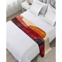 Bed Runner Scarf Cal King Size, Red Boho Geometric Stain Bed Runners & Scarves for Foot of Beds, Abstract Minimalist Art Decorative Bedding Runner Scarf for Hotel Home Bedroom