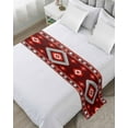 thumbnail image 1 of Bed Runner Scarf for King Size Bed, Red Boho Beds Scarf Throws for Foot of Bedding, Neutral Tribal Ethnic Abstract Geometric Motifs Decorative Beds Runners for Bedroom Guestroom, 94"x20", 1 of 8