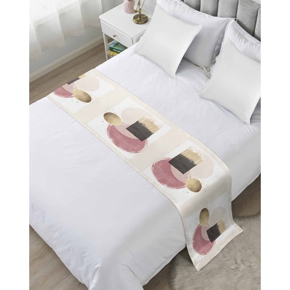 Bed Runner Scarf Queen Size, Abstract Art Stain Bed Runners & Scarves for Foot of Beds, Modern Geometric Art Luxury Decorative Bedding Runner Scarf for Hotel Home Bedroom