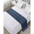 thumbnail image 1 of Bed Runner Scarf Queen Size, Animal Print Stain Bed Runners & Scarves for Foot of Beds, Retro Minimalist Animal Leather Navy Blue Decorative Bedding Runner Scarf for Hotel Home Bedroom 83 x20 Inch, 1 of 6