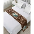 thumbnail image 1 of Bed Runner Scarf for Twin Size Bed, Coffee Beds Scarf Throws for Foot of Bedding, Brown Teal Pastoral Vintage Art Decorative Beds Runners for Bedroom Guestroom, 71"x20", 1 of 8