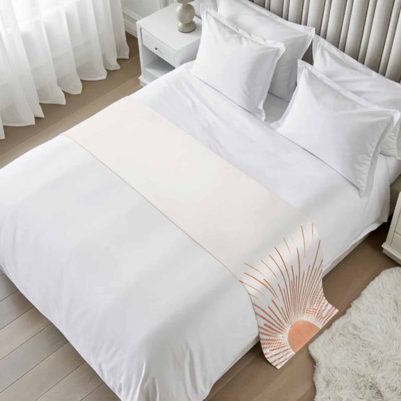 Bed Runner Scarf for Twin Size Bed, Orange Sunshine Beds Scarf Throws for Foot of Bedding, Lines Retro Abstract Middle Century Decorative Beds Runners for Bedroom Guestroom, 71"x20"