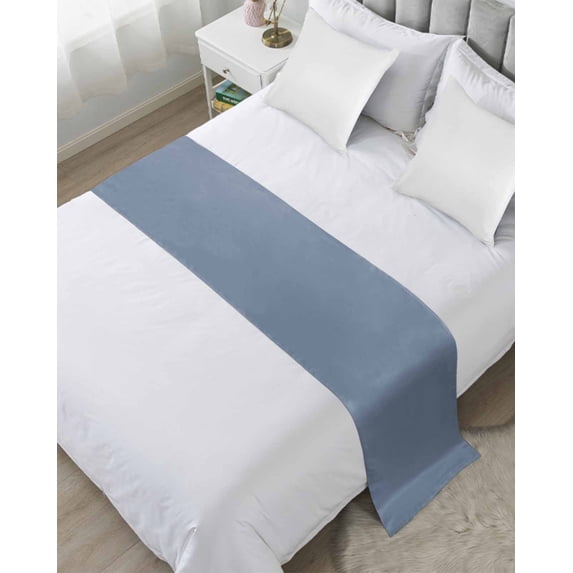 Bed Runner Scarf Twin Size, Blue Pure Color Stain Bed Runners & Scarves for Foot of Beds, Aesthetics Contemporary Luxury Decorative Bedding Runner Scarf for Hotel Home Bedroom 71 x20 Inch