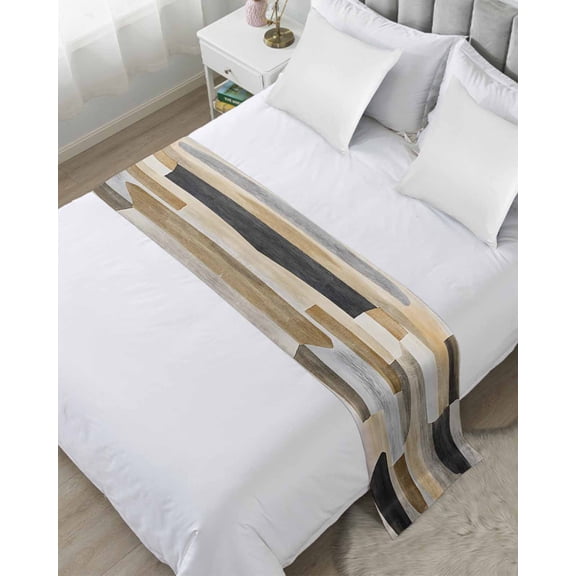 Bed Runner Scarf Twin Size, Vintage Boho Stain Bed Runners & Scarves for Foot of Beds, Abstract Retro Oil Painting Geometric Decorative Bedding Runner Scarf for Hotel Home Bedroom