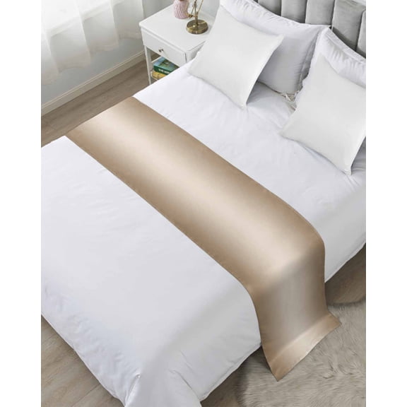 Bed Runner for Twin Size, Beige Ombre Decorative Scarf Throws for Foot of Bed, Modern Gradient Abstract Art Luxury Bedding Protector Slipcover Bedrunners for Hotel/Home, 71 x 20 Inch