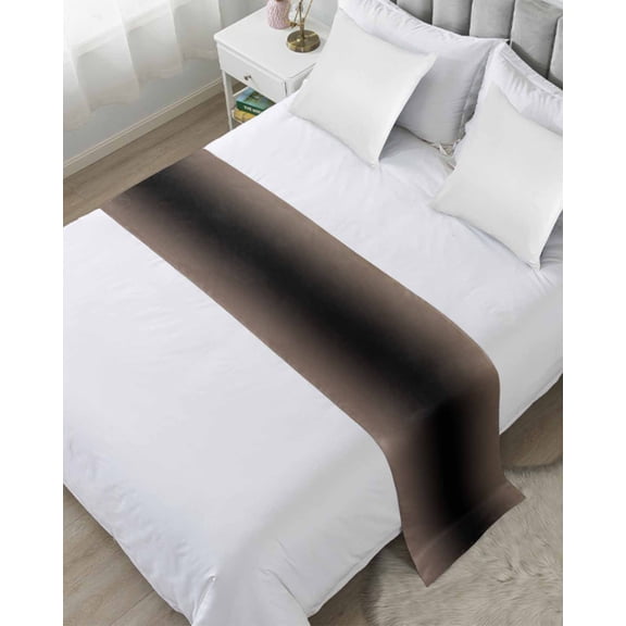 Bed Runner for Twin Size, Brown Black Ombre Decorative Scarf Throws for Foot of Bed, Modern Gradient Abstract Art Luxury Bedding Protector Slipcover Bedrunners for Hotel/Home, 71 x 20 Inch