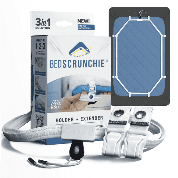 Bed Scrunchie 360-Degree Adjustable Sheet Strap with 8 Clips, Bed Sheet Holder For Wrinkle-Free Sheets – Fits All Bed Sizes