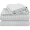 thumbnail image 1 of Bed Sheet 6 Piece, 100% Egyptian Cotton, 12" Deep Pocket, 600 Thread Count - Light Grey Stripe, Full XXL Size., 1 of 4