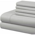 thumbnail image 1 of Bed Sheet 6 Piece, 100% Egyptian Cotton, 15" Deep Pocket, 600 Thread Count - Light Grey Solid, Twin Size., 1 of 5