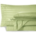 thumbnail image 1 of Bed Sheet 6 Piece, 100% Egyptian Cotton, 15" Deep Pocket, 600 Thread Count - Sage Stripe, Full XXL Size., 1 of 4