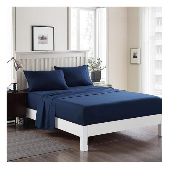 Bed Sheet, 6 Pieces King Sheet Set Deep Pocket Up to 14" - Luxury 3000 Series Microfiber, Soft Breathable Wrinkle & Fade Resistant Bedding Set, Navy