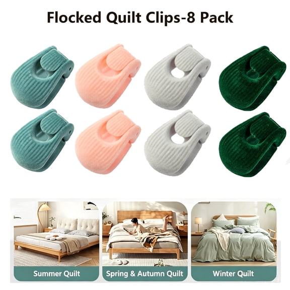 Bed Sheet Clips 8 Pack, Sheet Fasteners for Fitted & Flat Sheets, No-Pin Duvet Grippers, Non Slip Sheet Holder Keepers for Mattress