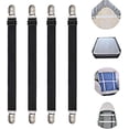 thumbnail image 1 of Bed Sheet Clips, Adjustable Sheet Fasteners Holder Straps and Suspender Gripper, Clamps Short Long Style Elastic Fasteners Bands Suit for Mattress, Sofa, Couch, Recliner Sheets (Black Short), 1 of 5