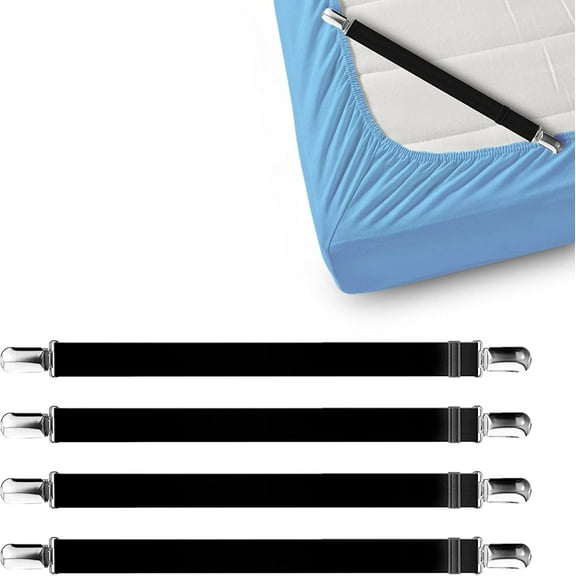 Bed Sheet Clips - Keep Sheets in Place - Corner Bands Suspenders for Fitted Sheets