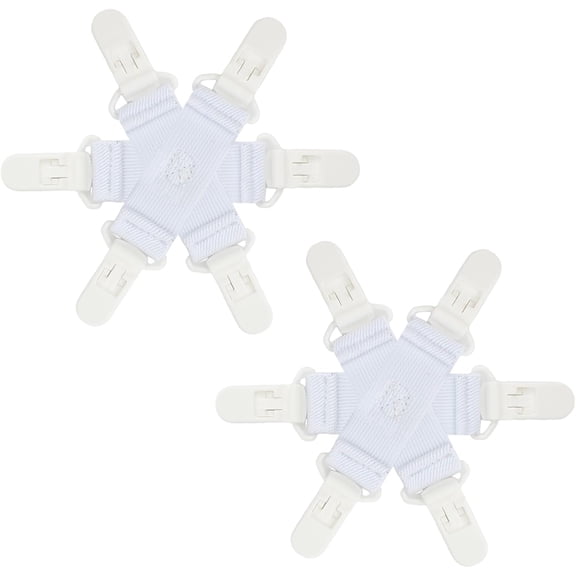 Bed Sheet Detangler with 6 Clips, Anti Tangle Laundry Clips for Washer and Dryer, Keep Fitted Sheets, Duvet Covers from Tangling, White, 2 Pack