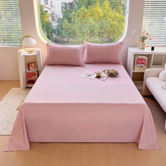 Bed Sheet, Flat Sheet Soft Polyester Fabric, Washable Easy-Care, Right Angle Corners for Tuck Under Mattress, 180 x 230 cm for Bedroom Bedding