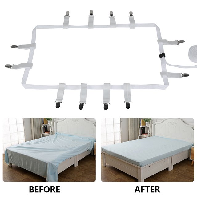 Bed Sheet Holder Straps 12 Clips Bed Sheet Fasteners Adjustable Elastic