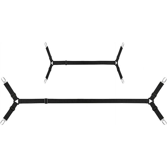 Bed Sheet Holder Straps Adjustable Crisscross Elastic Band Fitted,2Pcs/Set Black