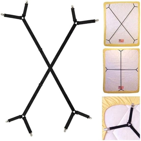 Bed Sheet Holder Straps Adjustable Fitted Sheet Straps Suspenders Fastener Grippers Corner Holder for King Queen Twin Size, Mattress Covers, Sofa Cushion (4 pcs-Long Style, White)