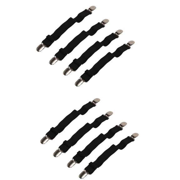 Bed Sheet Holder Straps, Corner Sheet Clips, Elastic Adjustable Sheet Fasteners Sheet Grippers for Mattresses (8PCS),8 x Bed Sheet Straps,black