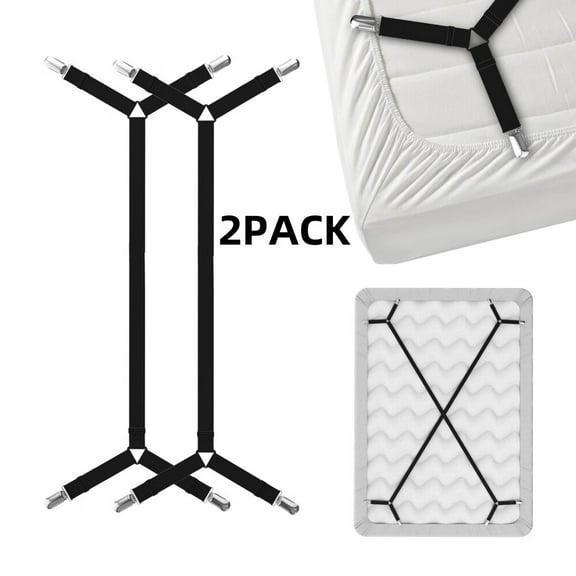 Bed Sheet Holder Straps Criss-Cross - Sheets Stays Suspenders Keep Fitted/Flat Bedsheet in Place - for Twin Queen King Mattress Holders - Bed Sheet Strap - Fitted Sheet Clip Sheet Keepers