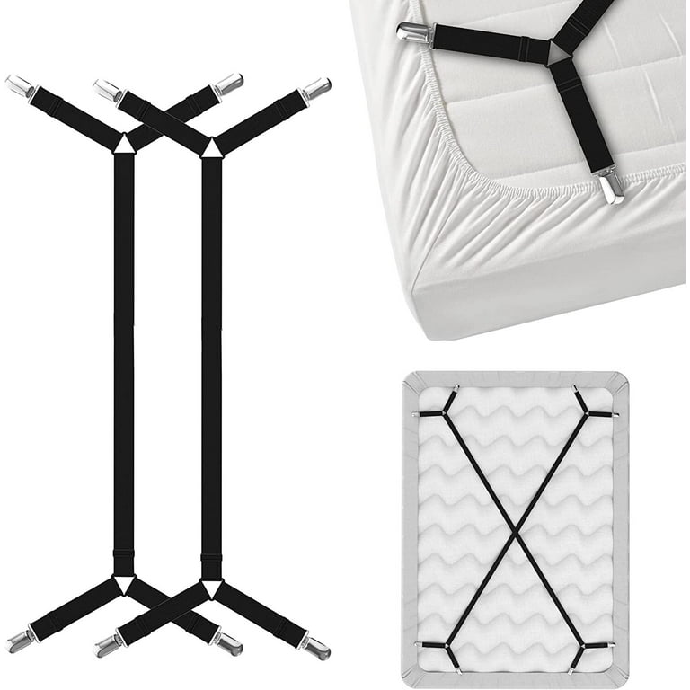 Bed Sheet Holder Straps Criss-Cross - Sheets Stays Suspenders Keeping  Fitted Or Flat Bedsheet in Place - for Twin Queen King Mattress Holders  Elastic Clips Grippers Fasteners Garters Bands 