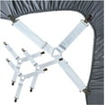 thumbnail image 1 of Bed Sheet Holder Straps, Sheet Straps Adjustable Elastic Fasteners, Bed Sheet Clips Easily Install, keep Sheets in Place, 4 Pcs/Set White, 1 of 7