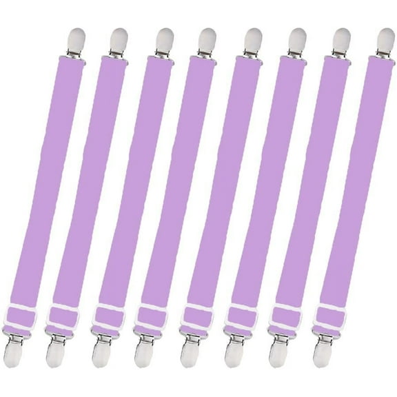 Bed Sheet Holder Straps, Sheets Fasteners Bedsheet Clips Elastic Adjustable Bed Corner Holders Heavy Duty Fitted Sheet Grippers for Bedding Mattress Pad Cover (Purple, 8PCS)