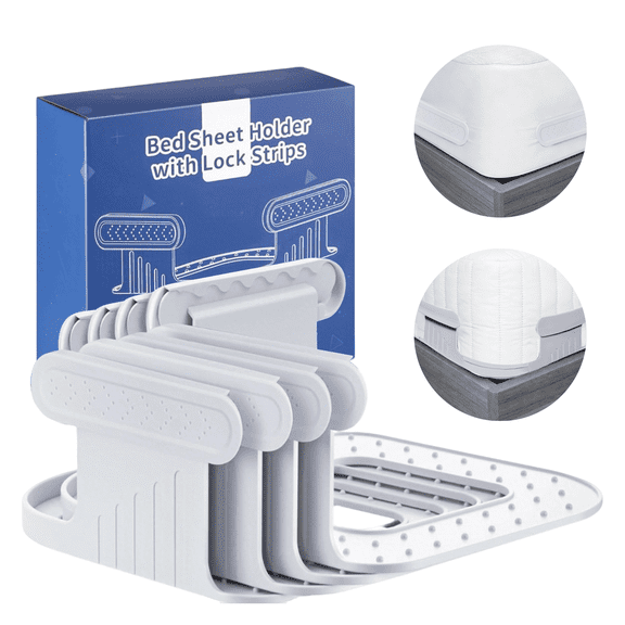 Swartisfad Bed Sheet Fasteners - 4pcs Heavy Duty Adjustable Elastic Corner Clips, Criss-Cross Sheet Straps for a Wrinkle-Free Fit, Fits All Mattress Sizes