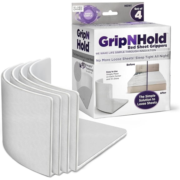 Bed Sheet Holders Heavy-Duty Fitted Sheet Gripper with 360 Degree Non-Slip Grip, Corner Sheet Holder Fit for Bed Sizes, One-Time Installation, Keeps Sheets Firm & Tight, 1-Pack
