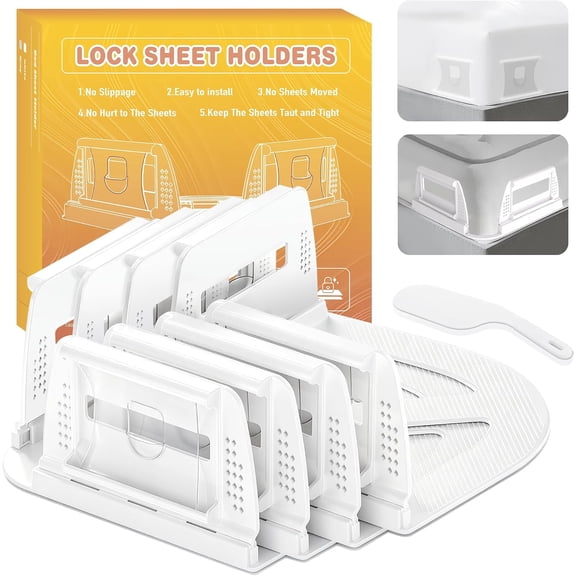 Bed Sheet Holders - Sheet Holder for Corners & Sides, 4Pcs Bed Sheet Holders for Heavy Duty Sheet Clips Fitted Universal Bed, Strong Elastic Sheet Straps & Grippers Lock Keep Sheets Tight