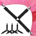 thumbnail image 1 of Bed Sheet Holders Straps Fasteners - 4 Pcs 3 Ways Sheet Fasteners Fitted Sheet Corner Grippers Holder Elastic Adjustable Sheet Clip Hooks Suspenders Straps(Black Triangle), 1 of 7
