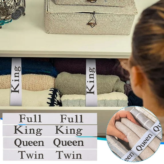Bed Sheet Organizer Bands Elastic Storage Labels for Linen Closet Twin Full Queen King 4 Pack Cream for Tools/Office (Multicolor) ,Hulucky