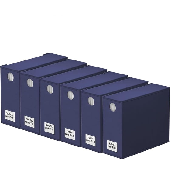 Bed Sheet Organizer and Storage, Foldable Sheet Organizer with Window for Linen Closet, Set Folder Keeper for Queen & King Size Bedding Storage