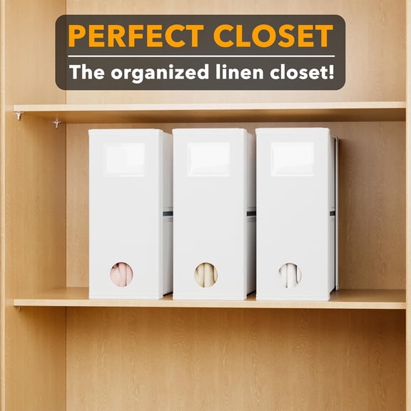 Bed Sheet Organizers and Storage, Foldable Linen Closet Organizer, Set Folder Keeper With Window Bedding Container