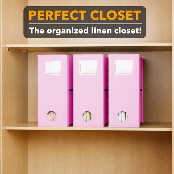 Bed Sheet Organizers and Storage, Foldable Linen Closet Organizer, Set Folder Keeper With Window Bedding Container