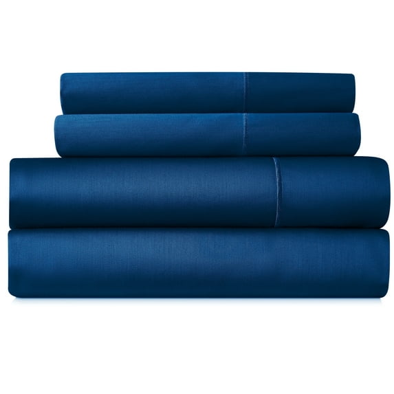 Bed Sheet Set 1000 Thread Count Sateen Weave Luxury Deep Pocket Sheet Set, Premium Hotel Quality Sheet Set, Egyptian Cotton Blend Queen Size, Denim