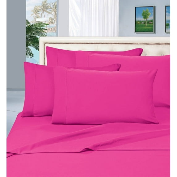 Bed Sheet Set 4-Piece Bed Sheet set, Deep Pocket Queen Hot Pink
