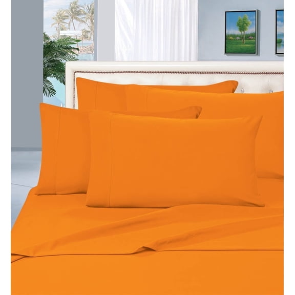 Bed Sheet Set 4-Piece Bed Sheet set, Deep Pocket Queen Orange