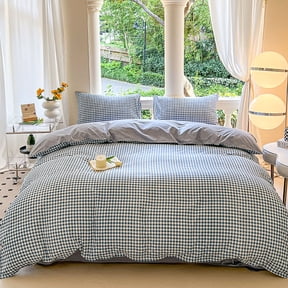Bed Sheet Set 4 Piece - Dorm Bedding Quilt Cover Set with Fitted Sheet and Pillowcases - Soft Polyester Bed in a Bag for Double Bed - Wrinkle Resistant Breathable Bedding for Dormitory Bedroom