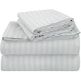 thumbnail image 1 of Bed Sheet Set 6 Piece - 22" inch Deep Pocket - 600 Thread Count - 100% Egyptian Cotton - Extra Soft and Luxury - Light Grey Stripe, Full Size., 1 of 5